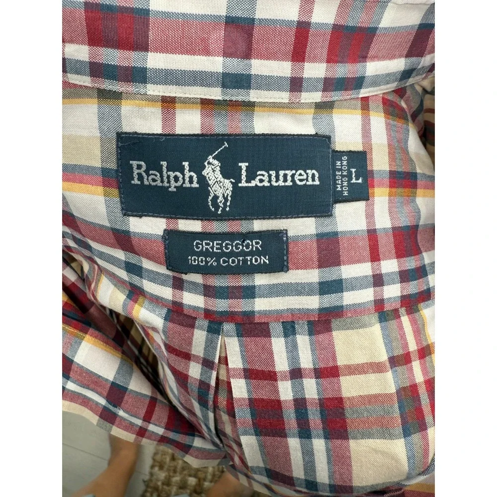 Polo Ralph Lauren Greggor‎ Mens Short Sleeve Plaid Button Down Shirt Large